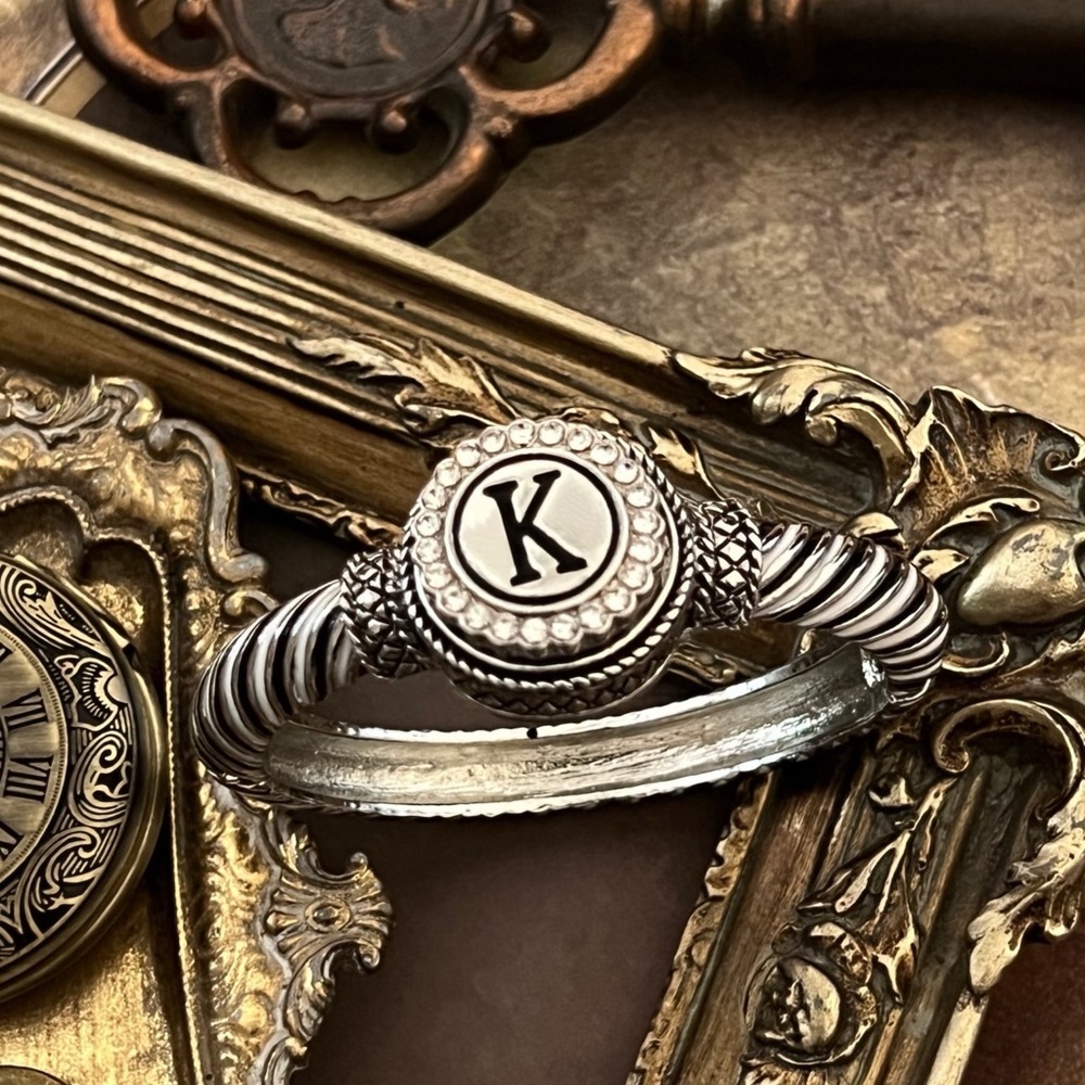 Silver Snap Initial K Crystal Interchangeable Cha… - image 8